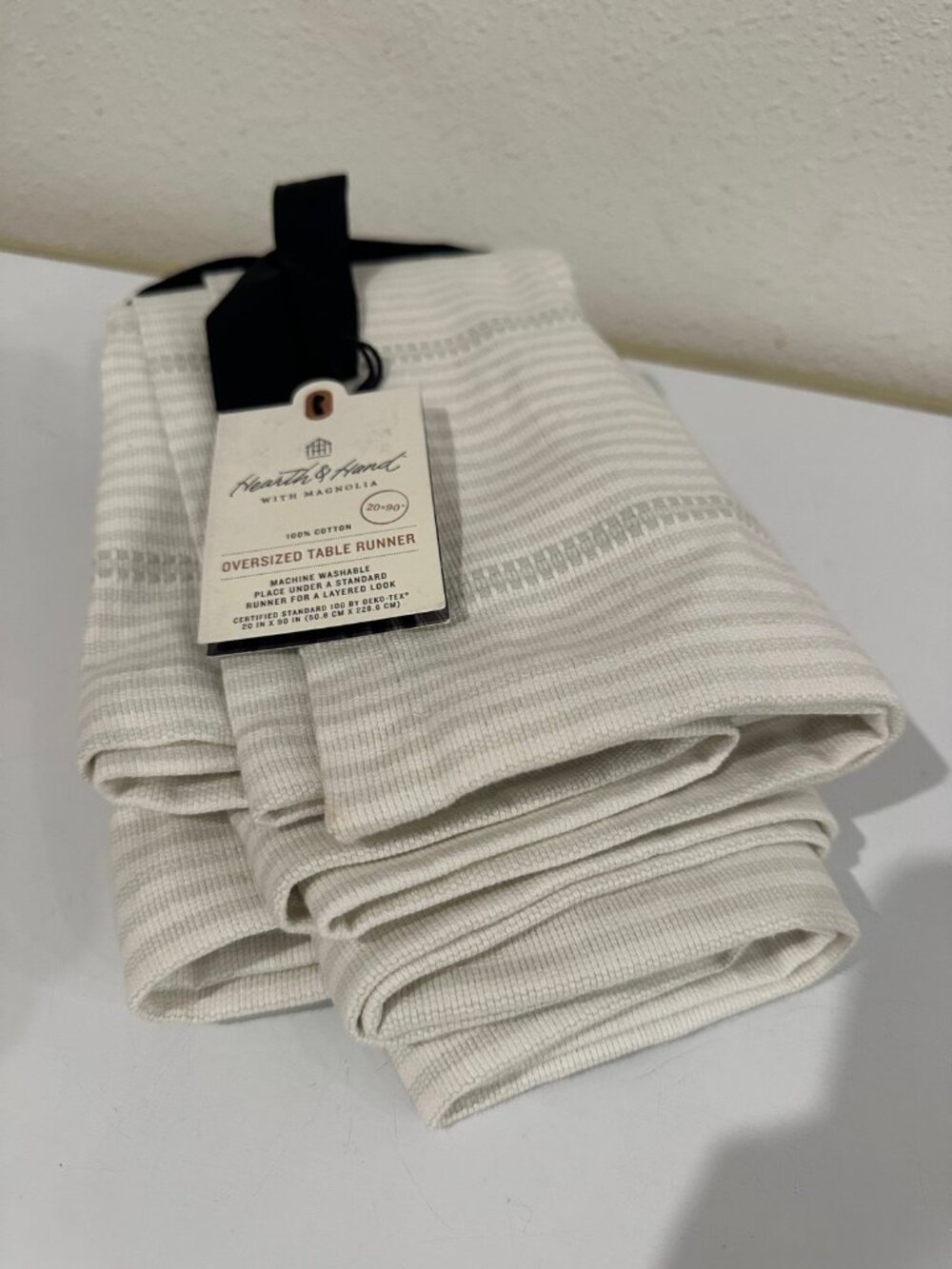 Hearth & Hand with Magnolia Oversized Table Runner 20x90 Cotton Stripe NWT